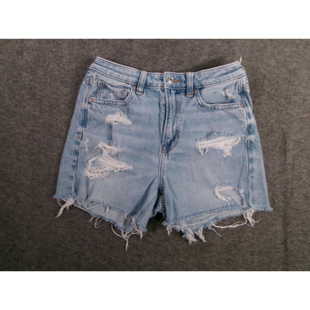 American Eagle Cutoff Short Women 2 Blue Jorts Distressed Biker Daisy Duke Booty